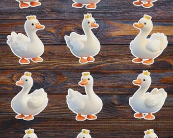Duck In Crown Die Cut Vinyl Sticker Set – For Notebook, Laptop, Water Bottle & Scrapbooking