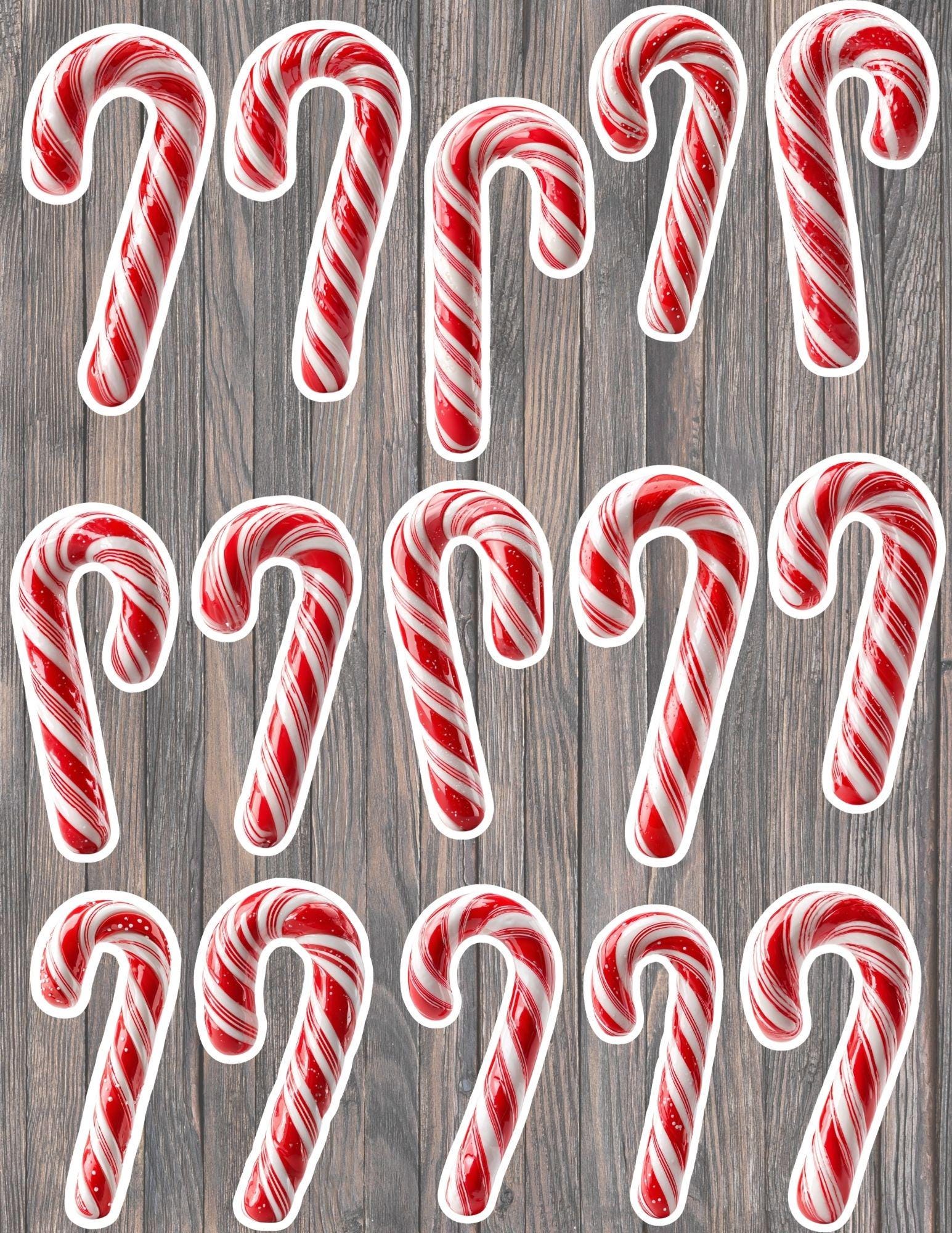 Candy Canes Die Cut Vinyl Stickers | Holiday Decals (set of 15) - Etsy