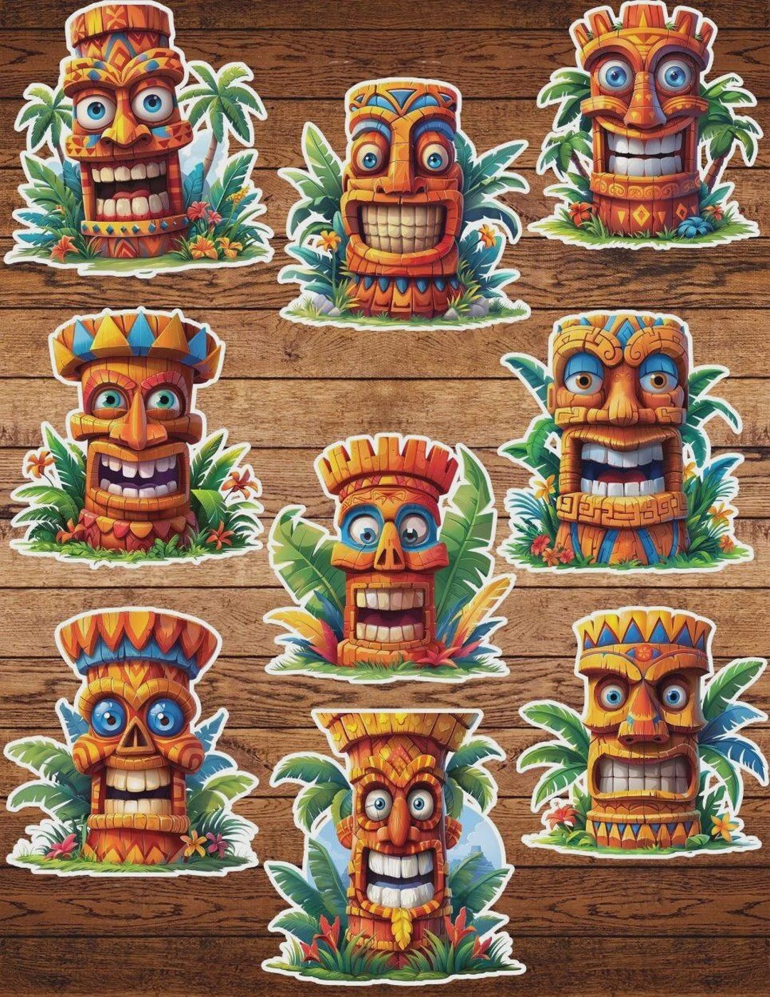 Tiki Notebook Cartoon Tiki Head Die Cut Vinyl Sticker Set | Funny Sticker | Laptop ...