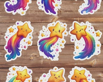 Rainbow Shooting Star Vinyl Die Cut Stickers Set  | Funny Sticker | Laptop Sticker | Water Bottle Sticker | Notebook Sticker