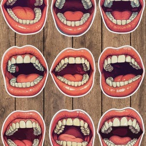 Big Mouth Die Cut Sticker Set | Funny Sticker | Laptop Sticker | Water Bottle Sticker | Notebook Sticker