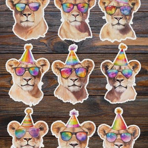 Party Lion Die Cut Vinyl Sticker Set Vinyl Sticker Laptop Sticker Water Bottle Sticker Notebook Sticker Scrapbooking