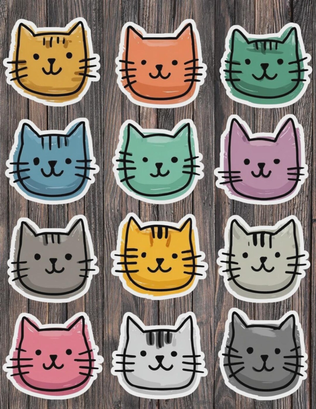 Cat Faces Die Cut Vinyl Sticker Set – for Notebook, Laptop, Water ...