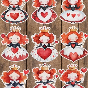 Queen of Hearts Vinyl Die Cut Sticker Set | Sticker | Laptop Sticker | Water Bottle Sticker | Notebook Sticker