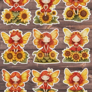 Sunflower Fairy Vinyl Die Cut Sticker Set | Funny Sticker | Laptop Sticker | Water Bottle Sticker | Notebook Sticker