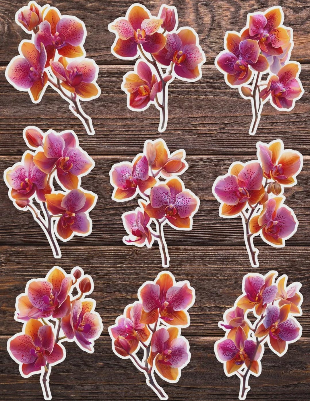 Orchid Sticker Orchids Die Cut Vinyl Sticker Set – for Notebook, Laptop, Water Bottle ...