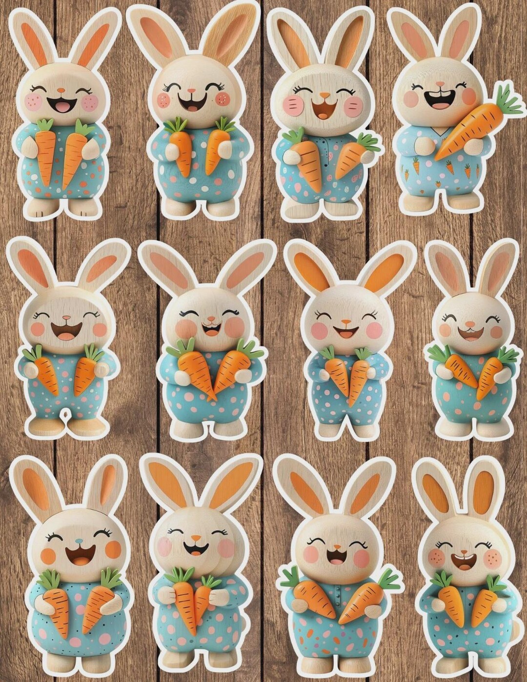Bunny With Carrots Vinyl Die Cut Sticker Set | for Notebook, Laptop ...