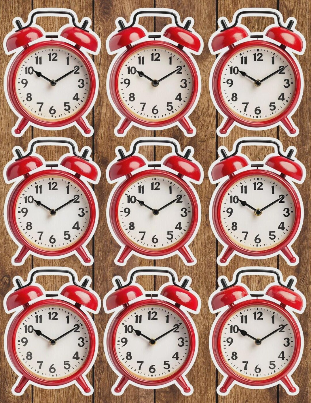 Mini Sticker Clock Red Alarm Clock Vinyl Die Cut Sticker Set | Funny Sticker | Laptop ...
