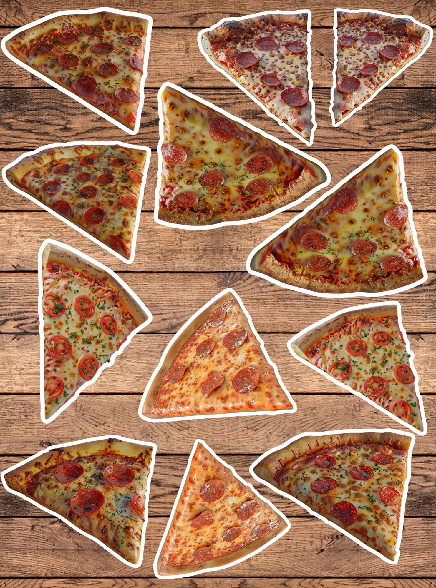 Pizza Slice Die Cut Vinyl Sticker Set – for Notebook, Laptop, Water ...