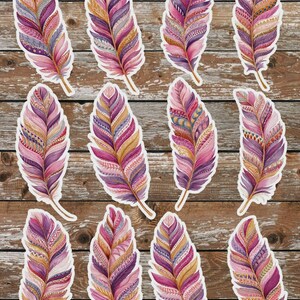 Boho Feather Vinyl Die Cut Sticker Set | Funny Sticker | Laptop Sticker | Water Bottle Sticker | Notebook Sticker