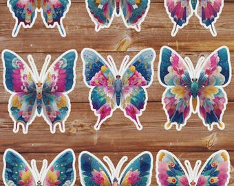 Colorful Butterfly Die Cut Vinyl Sticker Set – For Notebook, Laptop, Water Bottle & Scrapbooking
