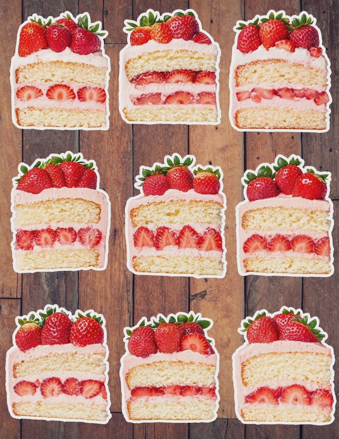 Strawberry Cake Die Cut Vinyl Sticker Set – for Notebook, Laptop, Water ...