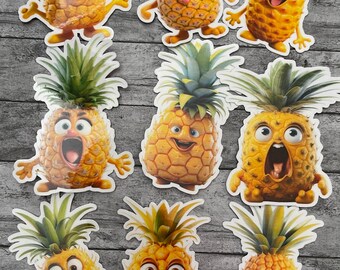 Silly Pineapple Die Cut Sticker Set | Funny Sticker | Laptop Sticker | Water Bottle Sticker | Notebook Sticker