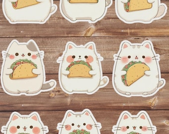 Taco Cat Vinyl Sticker Set | Funny Foodie Decals