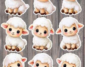 Little Lamb Die Cut Vinyl Sticker Set – For Notebook, Laptop, Water Bottle & Scrapbooking