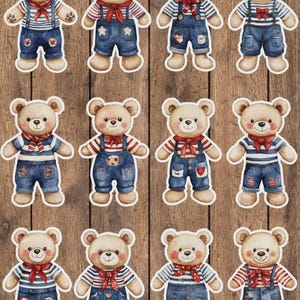 Red White and Blue Bear Vinyl Die Cut Sticker Set | Funny Sticker | Laptop Sticker | Water Bottle Sticker | Notebook Sticker