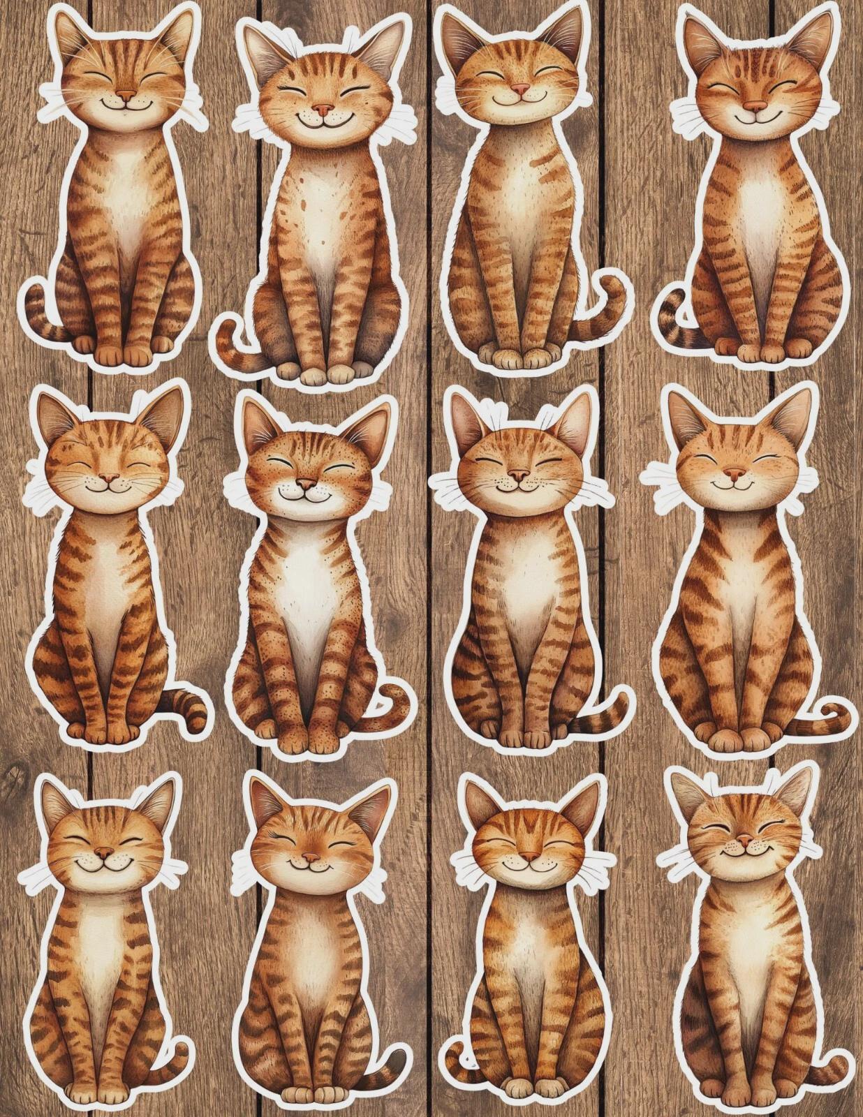 Smiling Cat Vinyl Die Cut Sticker Set | Funny Sticker | Laptop Sticker ...