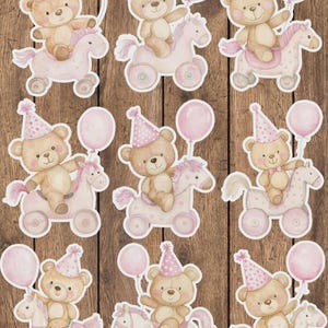 Teddy Bear on Horse Vinyl Die Cut Sticker Set | Funny Sticker | Laptop Sticker | Water Bottle Sticker | Notebook Sticker