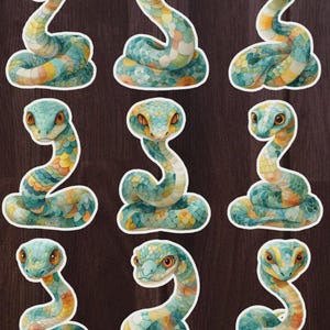 Green and Gold Snake Vinyl Die Cut Sticker Set Funny Sticker Laptop Sticker Water Bottle Sticker Notebook Sticker