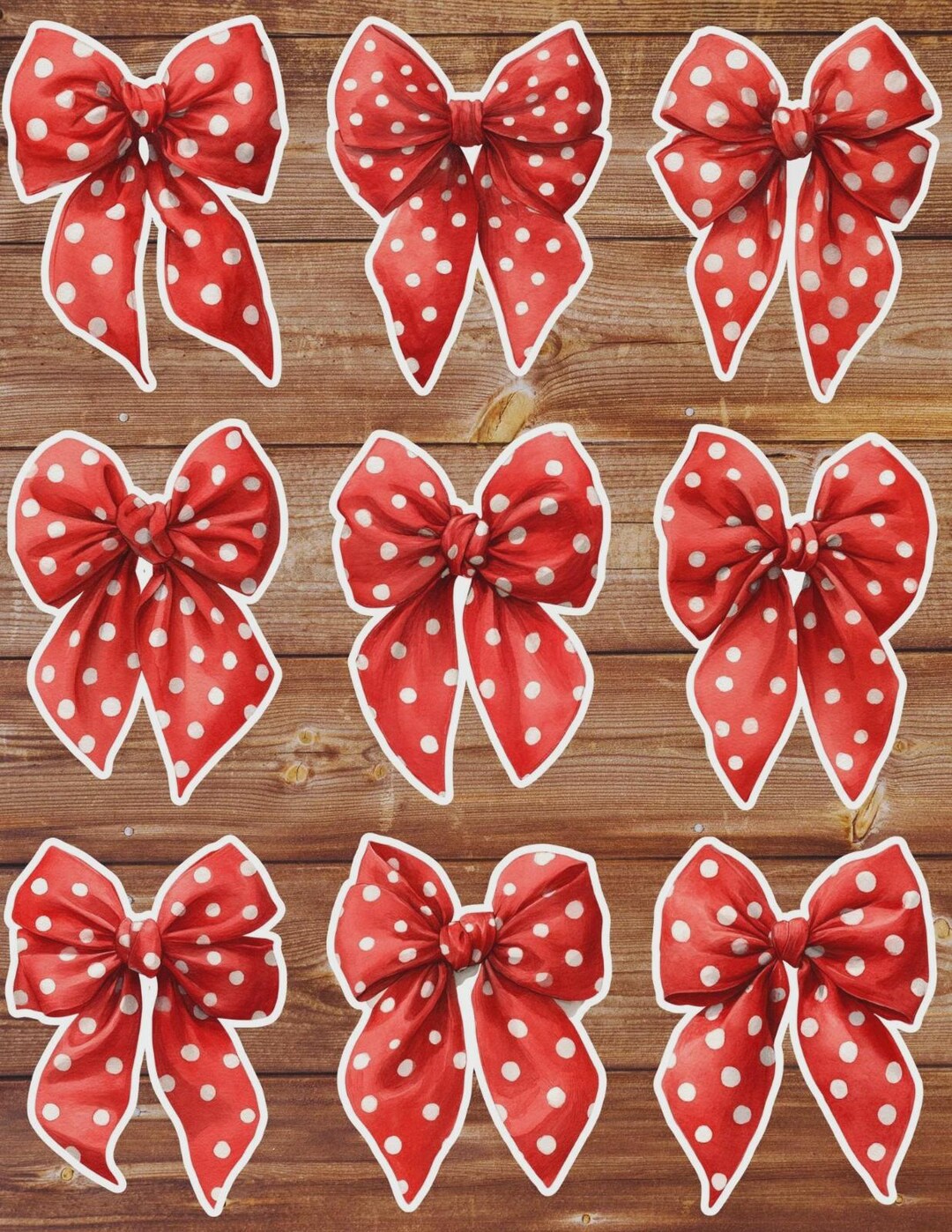 Red Bow Wrapping Sticker Red Polka Dot Bow Vinyl Sticker Set - Vintage Gingham Style - Etsy
