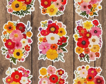 Wildflowers Die Cut Vinyl Sticker Set – For Notebook, Laptop, Water Bottle & Scrapbooking