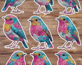 Colorful Bird Die Cut Vinyl Sticker Set – For Notebook, Laptop, Water Bottle & Scrapbooking