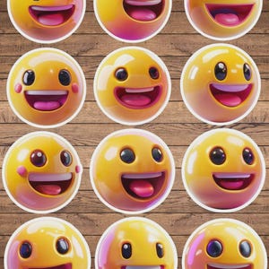 Happy Face Emoji Die Cut Sticker Set | Funny Sticker | Laptop Sticker | Water Bottle Sticker | Notebook Sticker