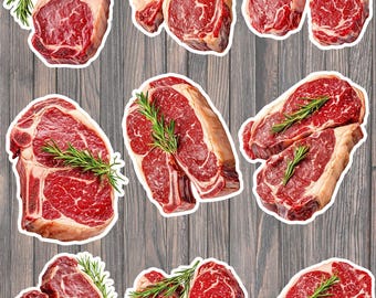 Steak Die Cut Vinyl Sticker Set – For Notebook, Laptop, Water Bottle & Scrapbooking