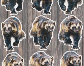 Ensemble d'autocollants en vinyle découpés « Wolverine en marche » – Autocollants pour ordinateur portable, carnet et gourde