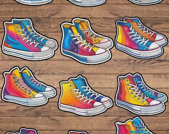 Colorful Sneaker Shoes Die Cut Vinyl Sticker Set – For Notebook, Laptop, Water Bottle & Scrapbooking
