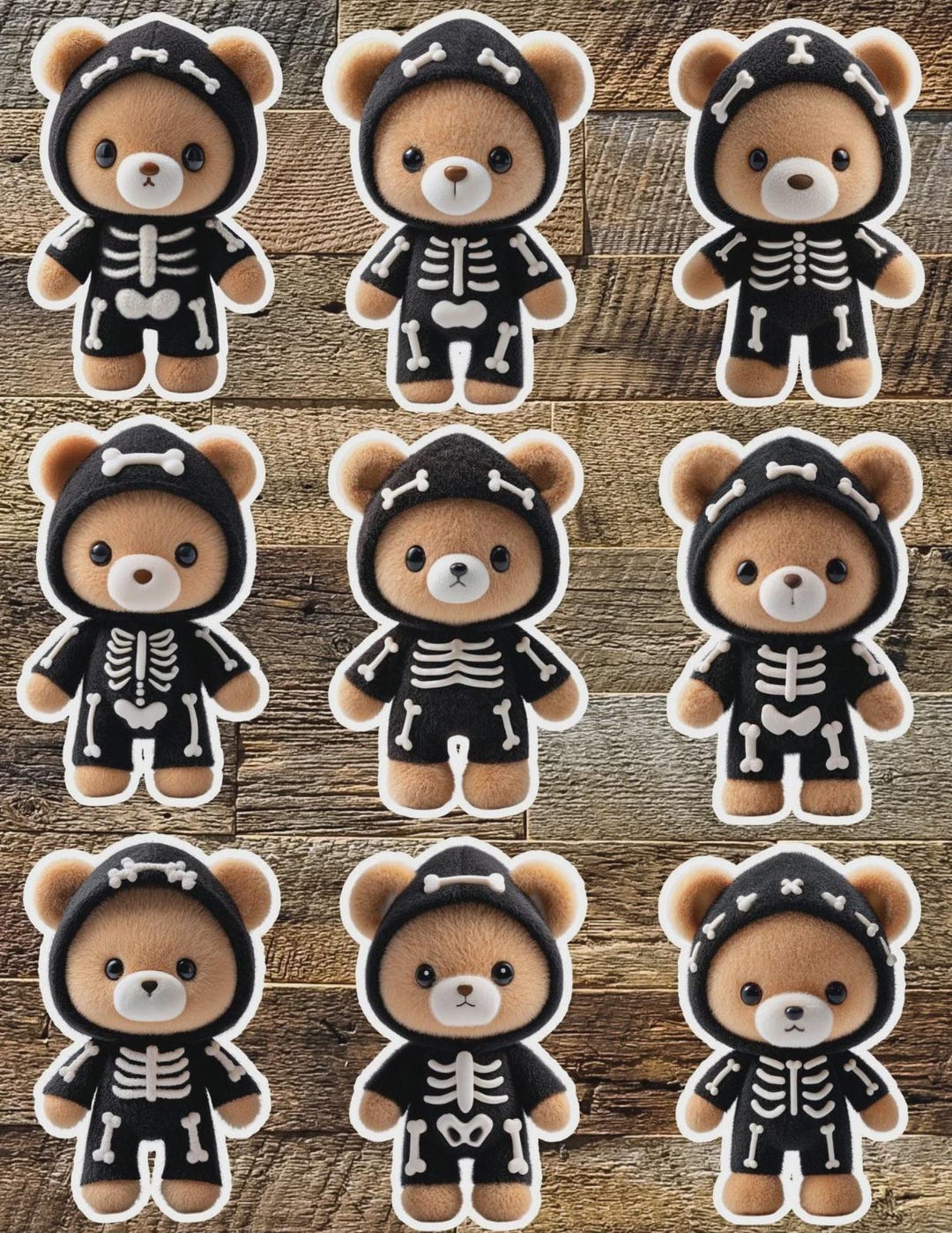 Skeleton Teddy Bear Die Cut Vinyl Sticker Set – for Notebook, Laptop ...