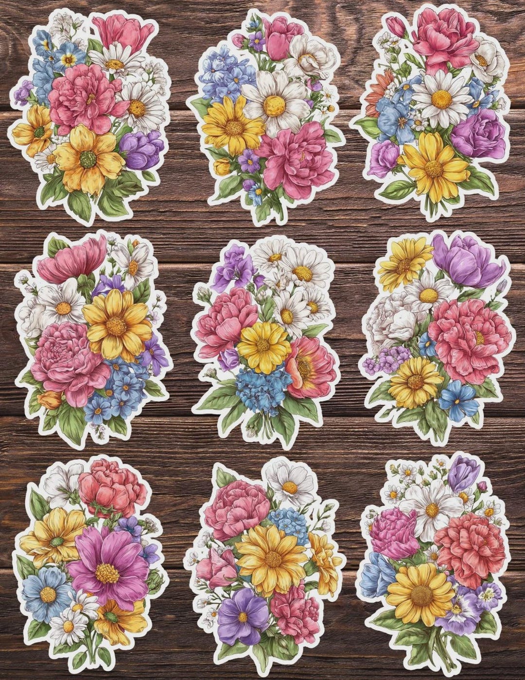 Notebook Spring Sticker Spring Flowers Die Cut Vinyl Sticker Set – for Notebook, Laptop, Water ...