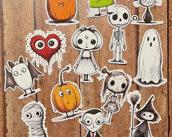 Creepy Goth Halloween Die Cut Vinyl Sticker Set – For Notebook, Laptop, Water Bottle & Scrapbooking