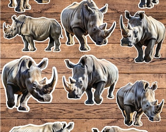 Rhino Die Cut Vinyl Sticker Set | Funny Sticker | Laptop Sticker | Water Bottle Sticker | Notebook Sticker