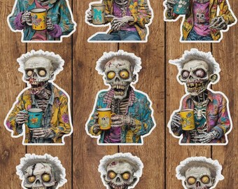 Zombies and Caffeine Die Cut Vinyl Sticker Set | Funny Sticker | Laptop Sticker | Water Bottle Sticker | Notebook Sticker