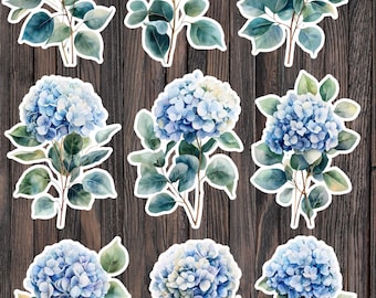 Hydrangeas Die Cut Vinyl Sticker Set | Floral Laptop, Water Bottle Decals