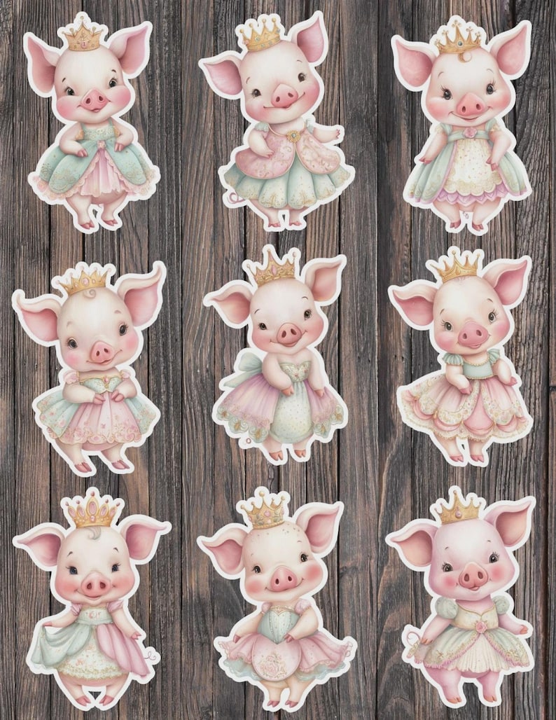 Princess Piglet Princess Piglet Die Cut Vinyl Sticker Set – for Notebook, Laptop, Water ...