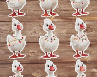 Christmas Goose Vinyl Die Cut Sticker Set | Funny Sticker | Laptop Sticker | Water Bottle Sticker | Notebook Sticker