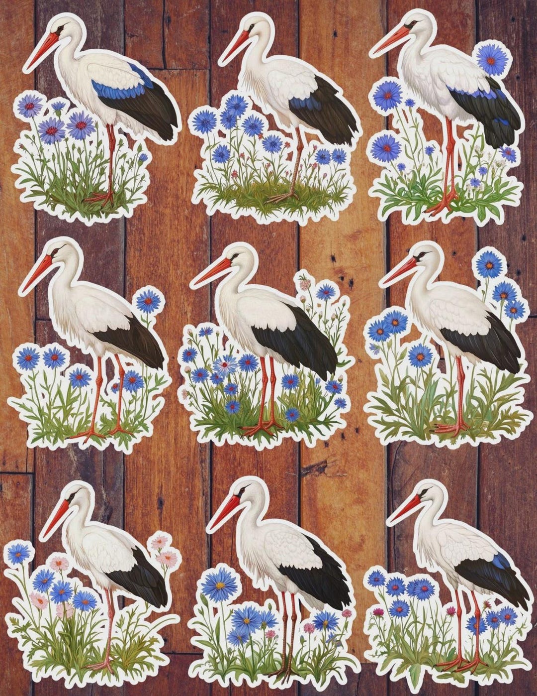 Badger Stork and Cornflowers Die Cut Vinyl Sticker Set – for Notebook ...