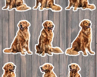 Golden Retriever Die Cut Vinyl Sticker Set – For Notebook, Laptop, Water Bottle & Scrapbooking