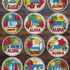 Aloha Circle Die Cut Sticker Set | Funny Sticker | Laptop Sticker | Water Bottle Sticker | Notebook Sticker