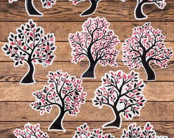 Cherry Blossom Trees Die Cut Vinyl Sticker Set – For Notebook, Laptop, Water Bottle & Scrapbooking