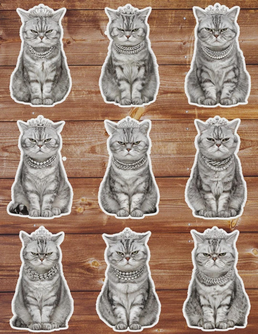 Queen Kitty Vinyl Die Cut Sticker Set | Funny Sticker | Laptop Sticker ...