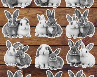 Bunny Pals Vinyl Die Cut Sticker Set | Funny Sticker | Laptop Sticker | Water Bottle Sticker | Notebook Sticker