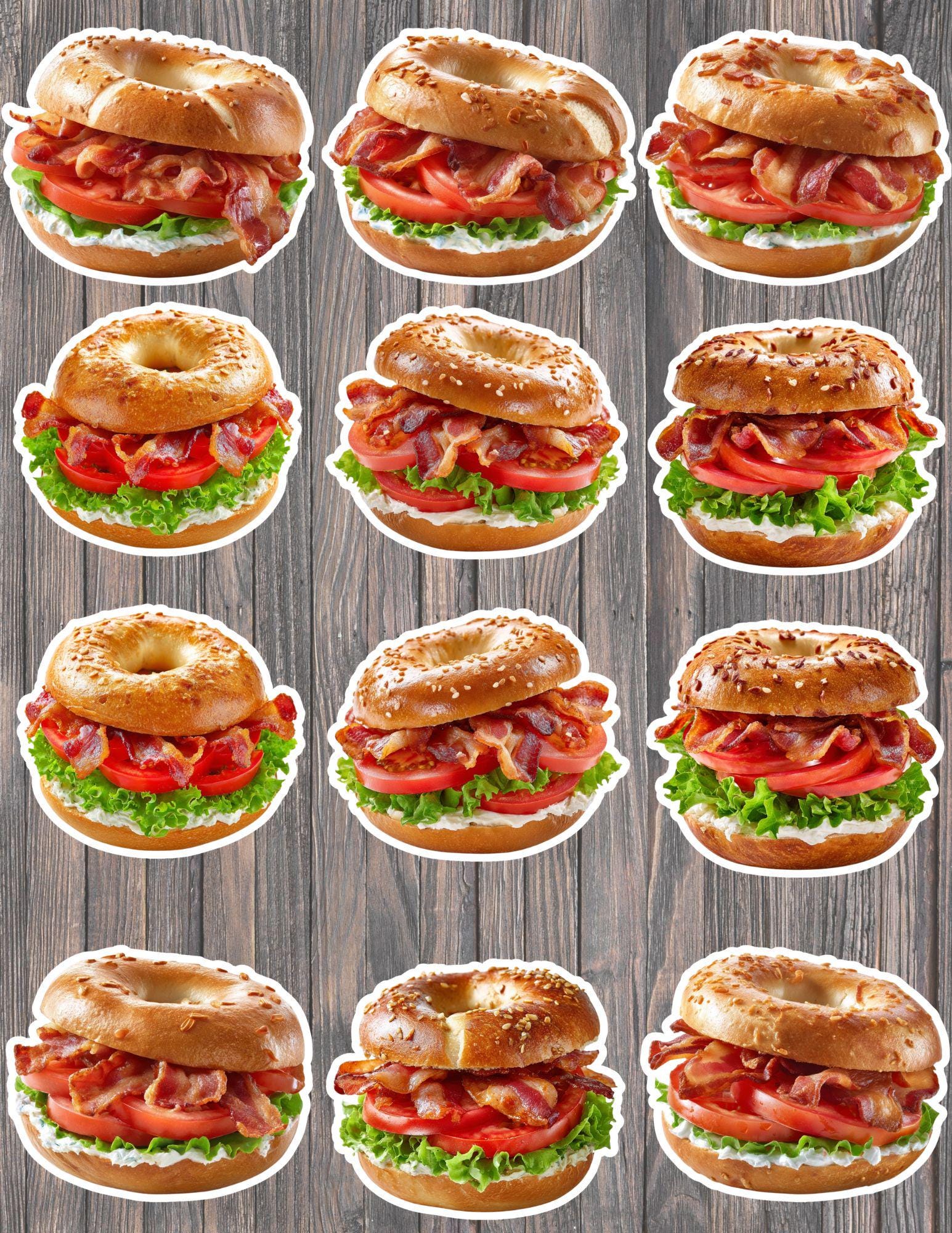 Bagel Sticker Design Bagel BLT Vinyl Sticker Set | Funny Foodie Stickers - Etsy