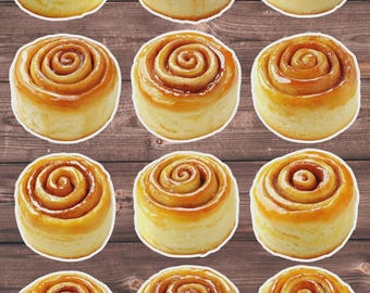 Cinnamon Roll Die Cut Vinyl Sticker Set – For Notebook, Laptop, Water Bottle & Scrapbooking