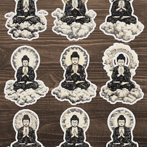 Praying Buddha Vinyl Die Cut Vinyl Sticker Set | Funny Sticker | Laptop Sticker | Water Bottle Sticker | Notebook Sticker