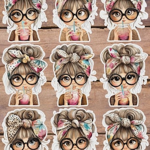 Trendy Girl Vinyl Die Cut Sticker Set | Funny Sticker | Laptop Sticker | Water Bottle Sticker | Notebook Sticker