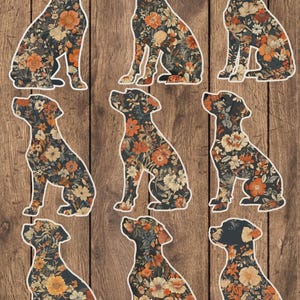Floral Boho Dog Vinyl Die Cut Sticker Set | Funny Sticker | Laptop Sticker | Water Bottle Sticker | Notebook Sticker Scrapbooking