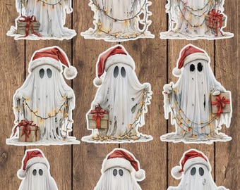 Christmas Ghost Die Cut Vinyl Sticker Set – For Notebook, Laptop, Water Bottle & Scrapbooking